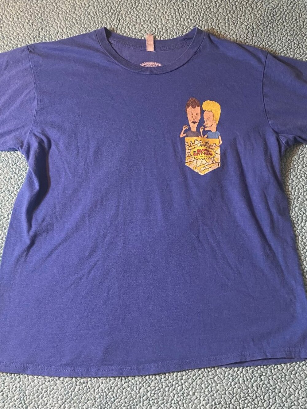 Beavis and Butthead T-shirt Large Blue Nachos Pocket
